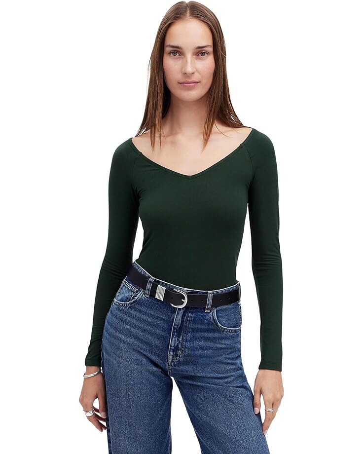 

Топ Madewell Double V-Neck Top, цвет Luxury Forest