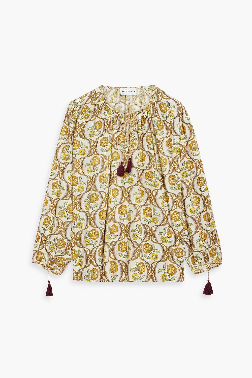 

Блузка Tanissa из хлопковой вуали с принтом ANTIK BATIK, горчичный