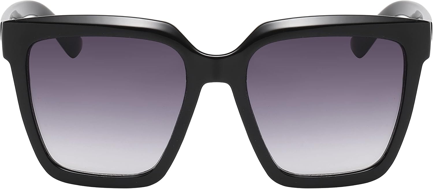 

Винтажные квадратные солнцезащитные очки OWL увеличенного размера для мужчин и женщин - оправа с роговым рисунком, защитные линзы, толстый пластик, стиль "кошачий глаз", Black