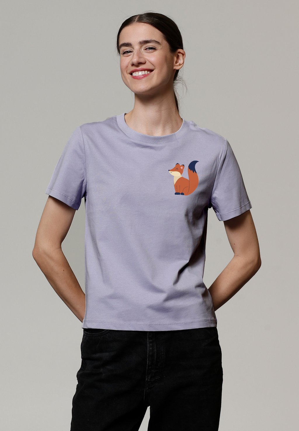 

Футболка с принтом CUTE FOX watapparel, фиолетовый