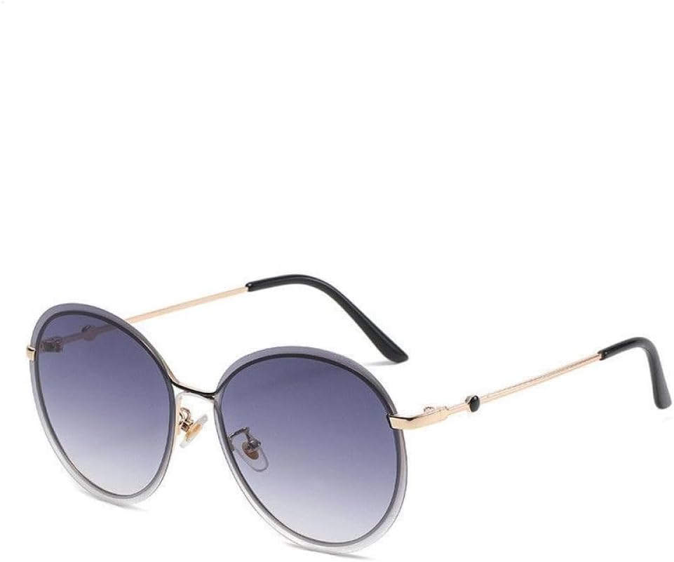 

Солнцезащитные очки 2027 года для женщин, без оправы, винтажные, с градиентным переходом цвета, защита от УФ-излучения UV400, модные круглые очки-маска MTZJH, Gold Gray