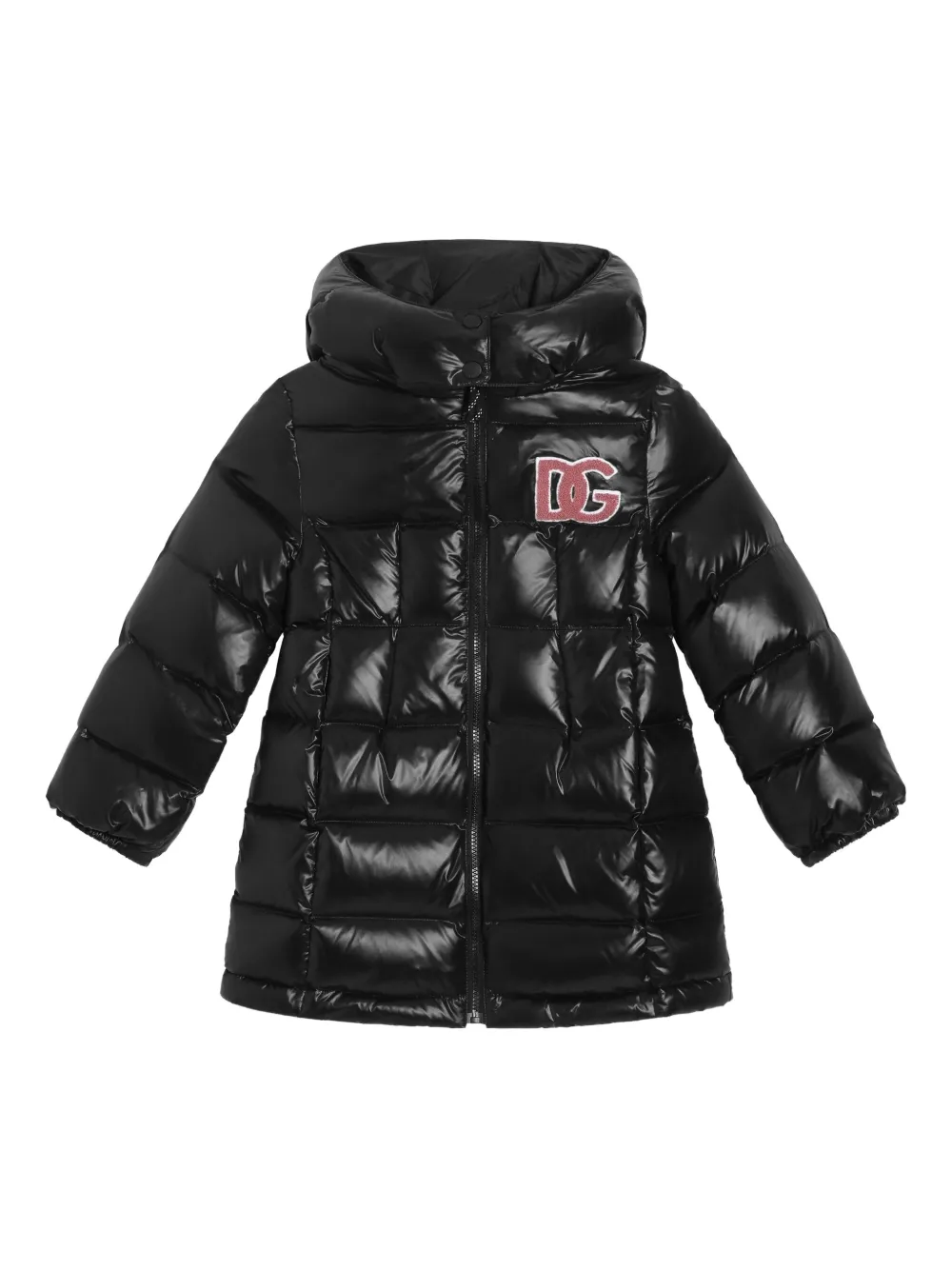 

Стеганый пуховик с логотипом Dolce & Gabbana Kids, черный