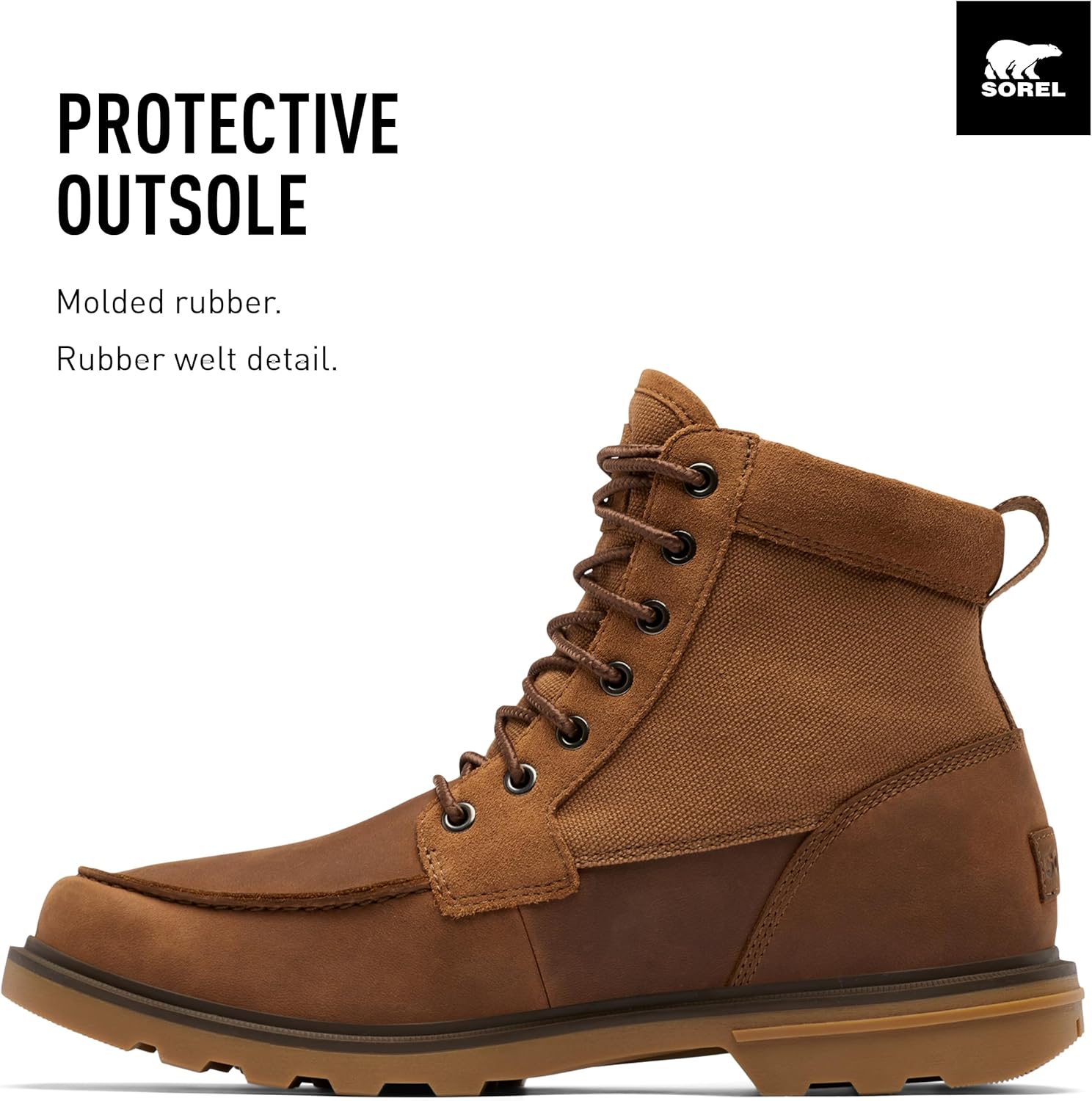 Мужские водонепроницаемые ботинки Sorel Carson Moc, Velvet Tan, Gum 2 — фото 3