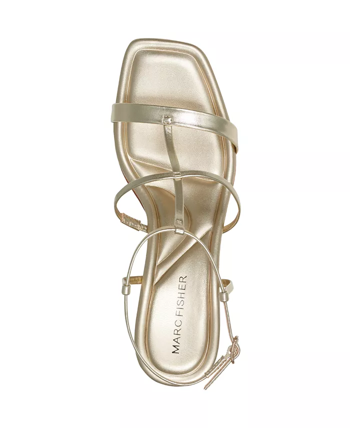 Женские босоножки Gellyn на блочном каблуке с ремешками Marc Fisher, золото — фото 4