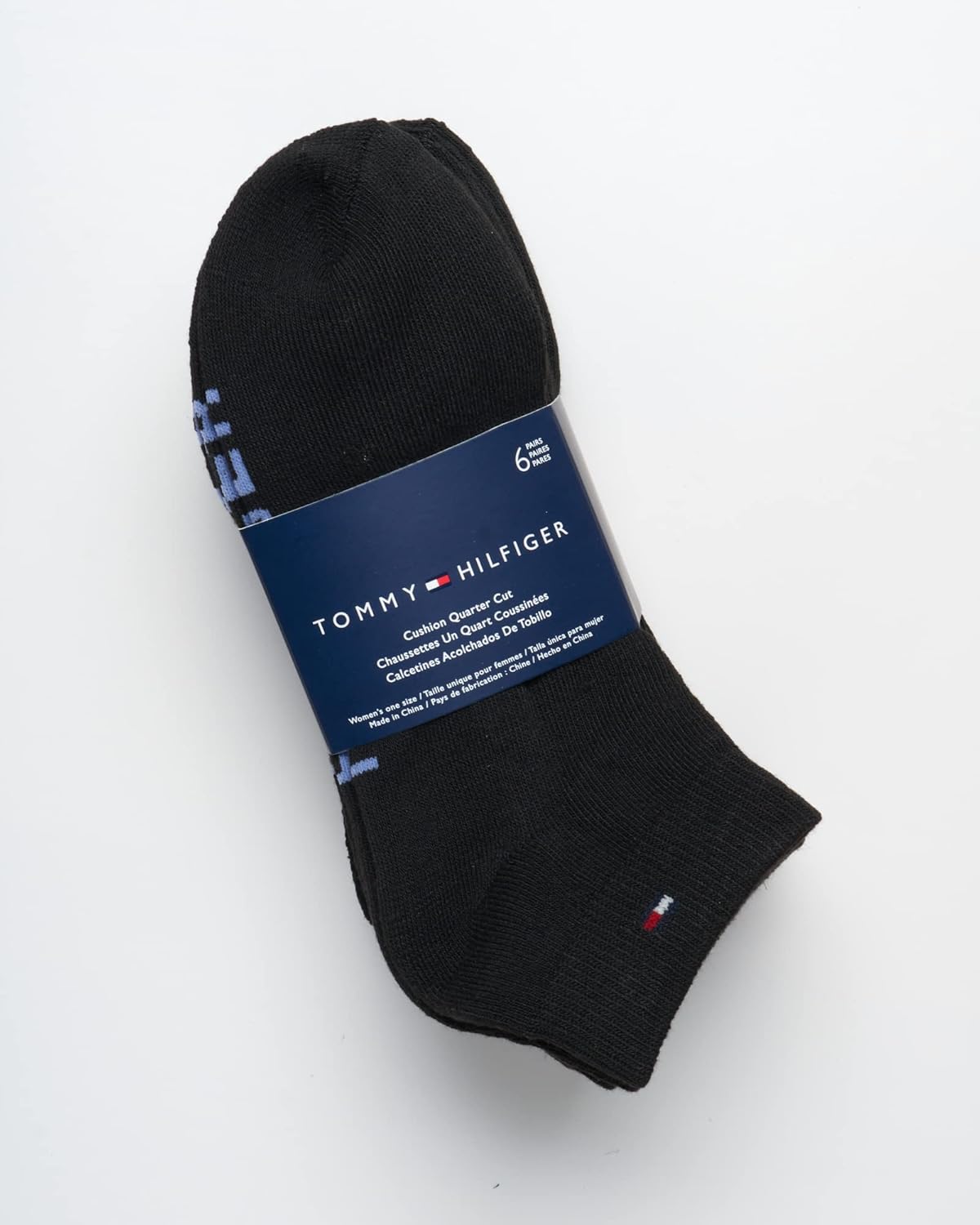 Женские носки Tommy Hilfiger Flag Sport Cushion Short Crew Socks, 6 пар, Pure Black — фото 3