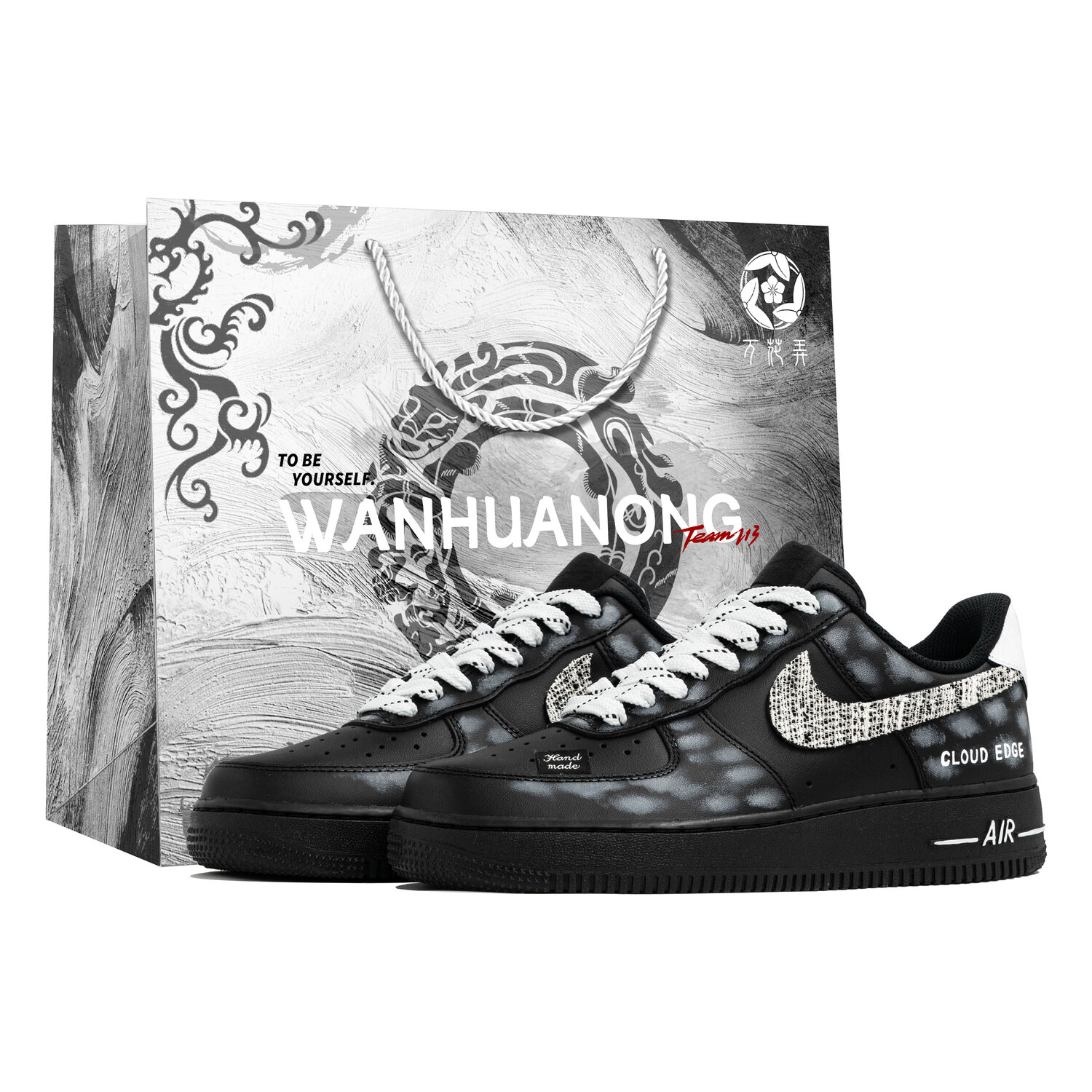 

Nike Air Force 1 Wan Hua Nong, Yun Bian, Shopping Bag Abrasion Resistant Low top Skateboard Shoes мужские черно-белые