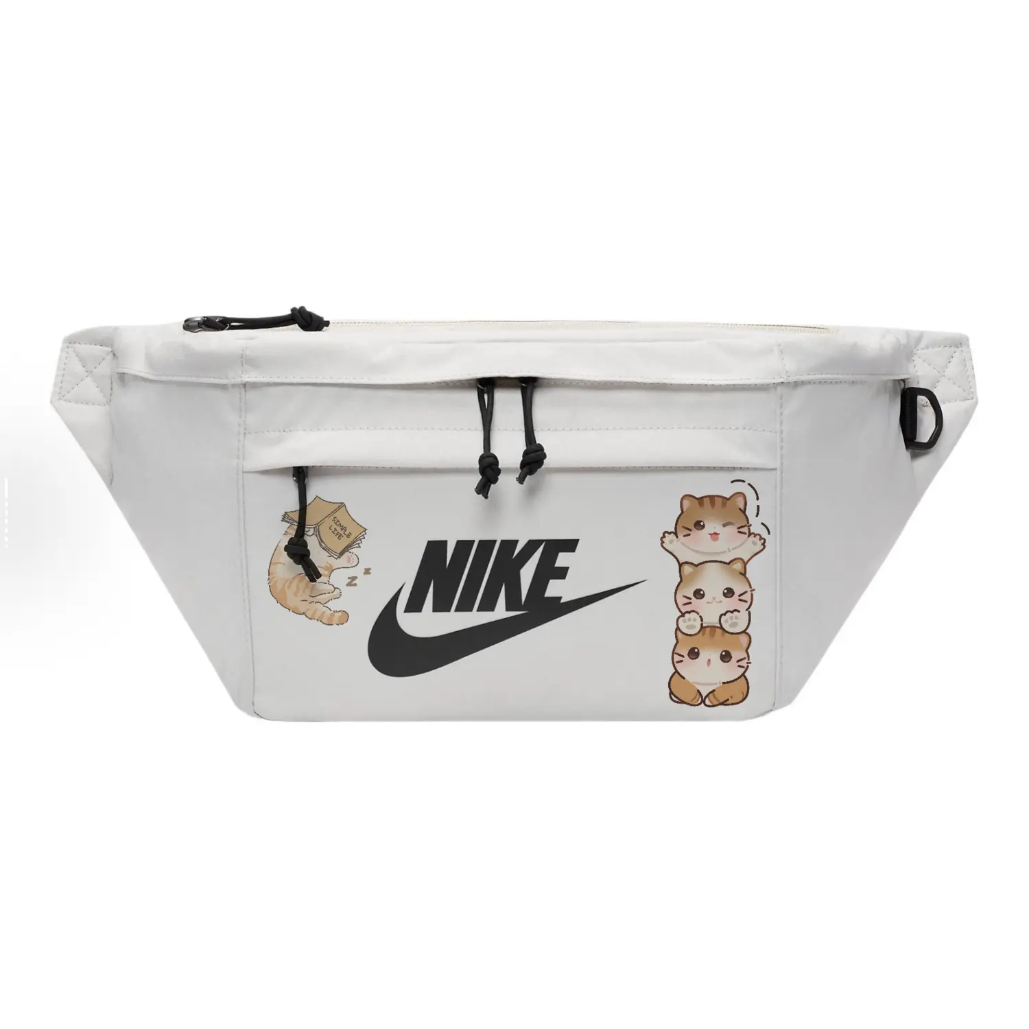 

Nike Тканевая наплечная сумка через плечо поясная унисекс светло-бежевая, Cat