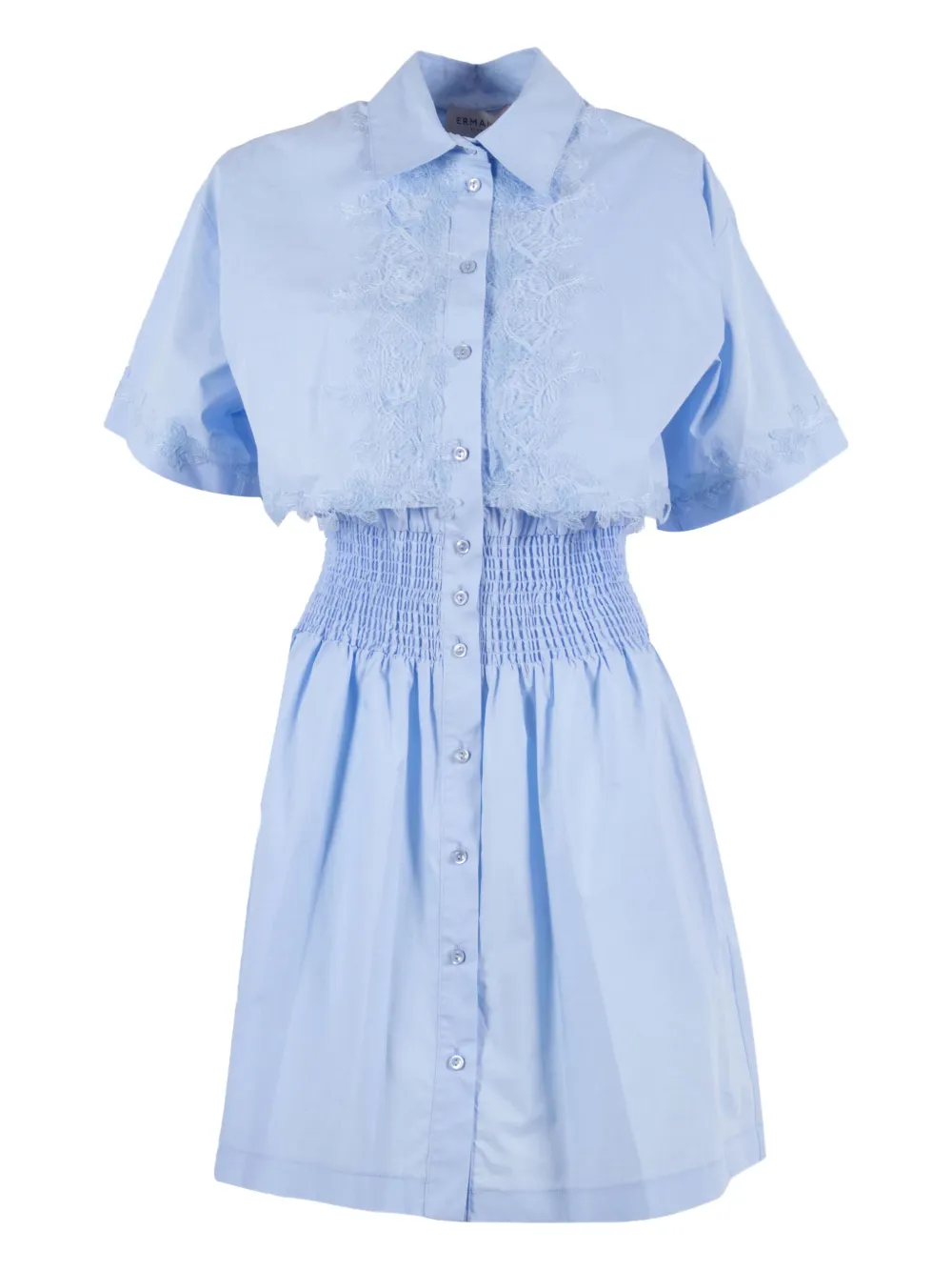 

Мини-платье с кружевной отделкой и сборками Ermanno Scervino, синий