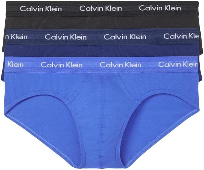 

Комплект из 3 мужских трусов-брифов Calvin Klein из хлопка и эластичного материала, 1 Black/ 1 Blue Shadow/ 1 Cobalt Water
