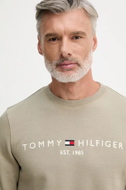 Худи с хлопком Tommy Hilfiger, зеленый — фото 4