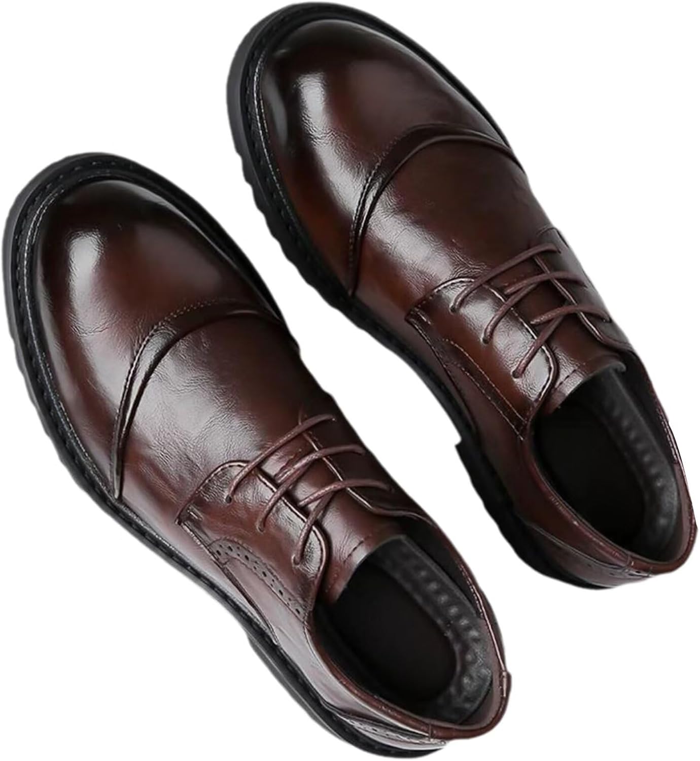 

Мужские классические кожаные туфли Оксфорды с шнуровкой, ретро стиль, формальные Hnvavq, коричневый