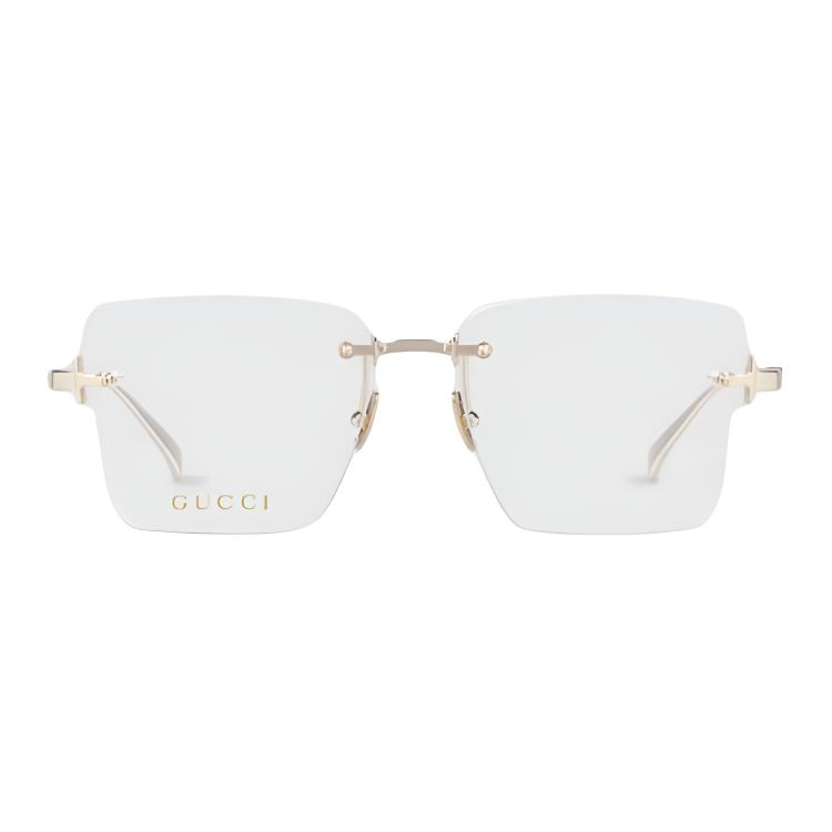 

GUCCI Металлическая квадратная оправа для очков унисекс светло-золотистая, Light Gold