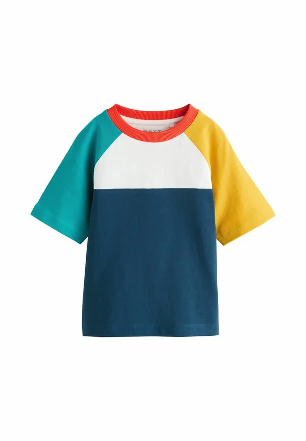Футболка с коротким рукавом, блочным принтом, стандартного кроя. Next, Navy/Blue/Yellow