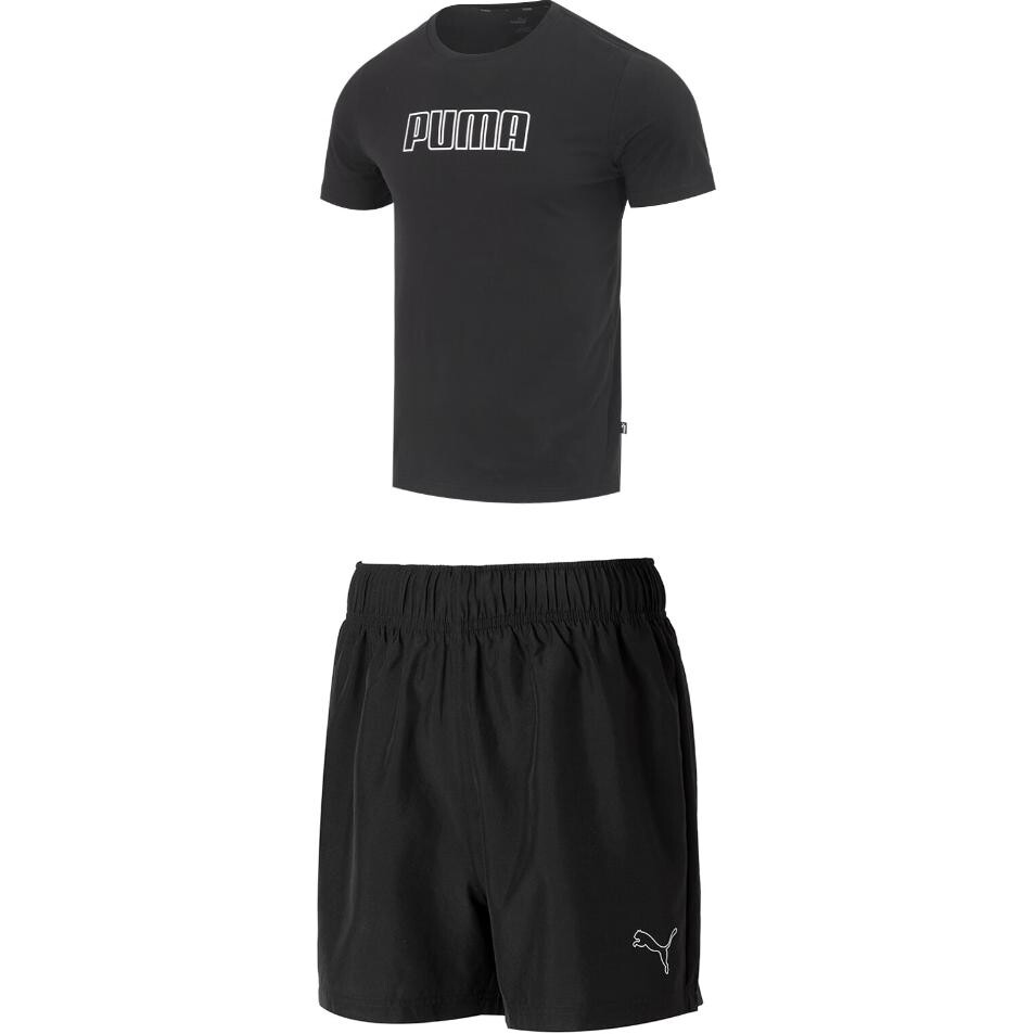 

Повседневный спортивный мужской комплект черного и черного цветов Puma, черный