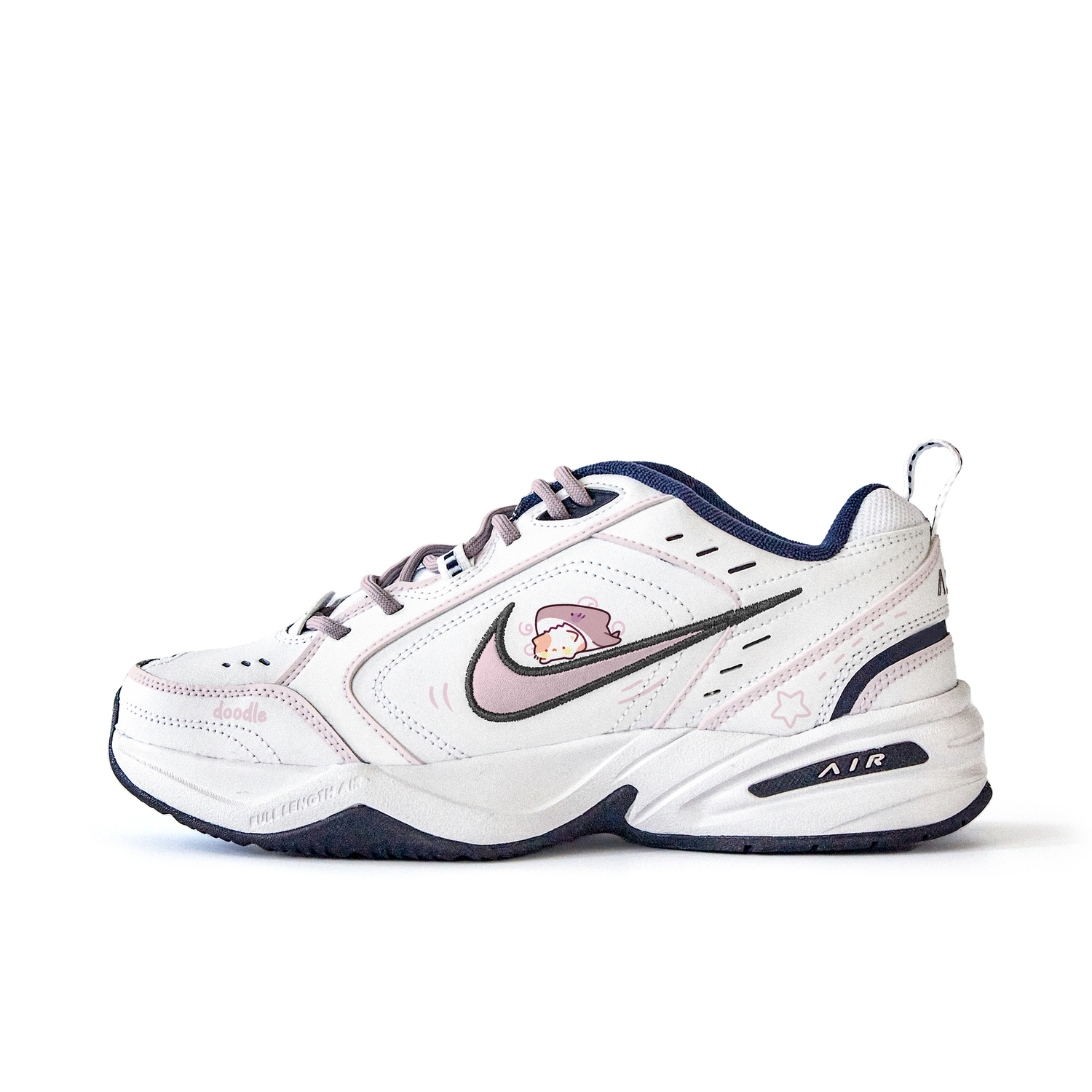 

Nike Air Monarch 4 противоскользящие износостойкие низкие массивные кроссовки унисекс бело-розовые, цвет White Pink