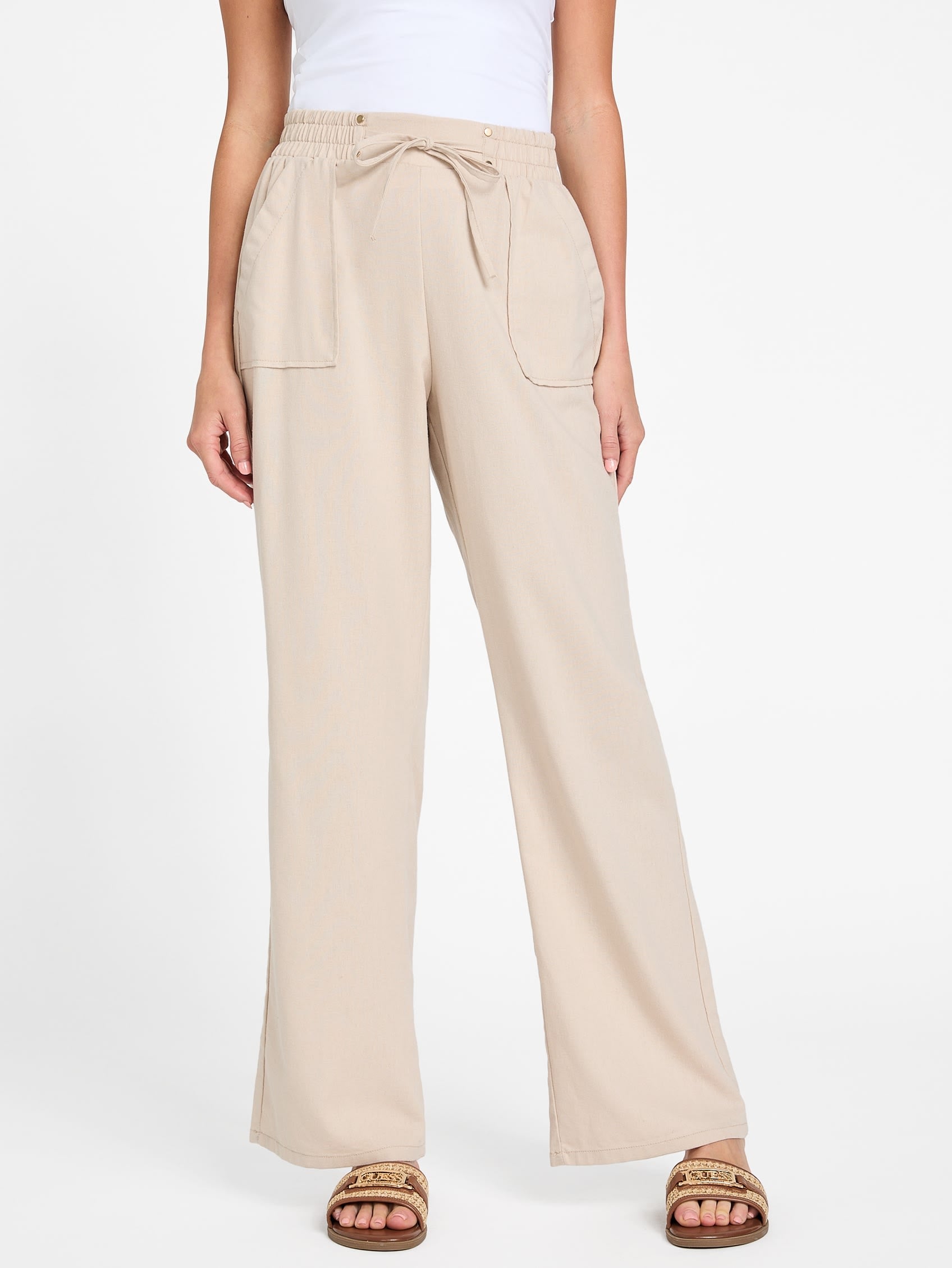 

Криста льняные брюки Guess Factory, хаки