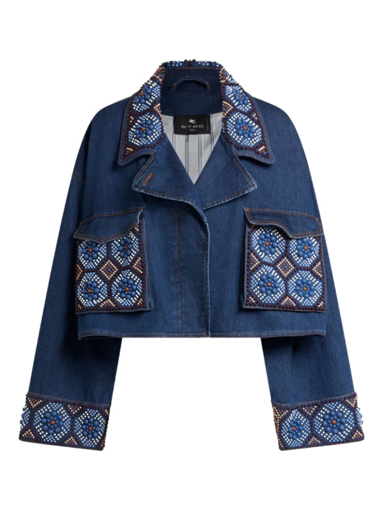 

ETRO укороченный жакет с вышивкой, синий