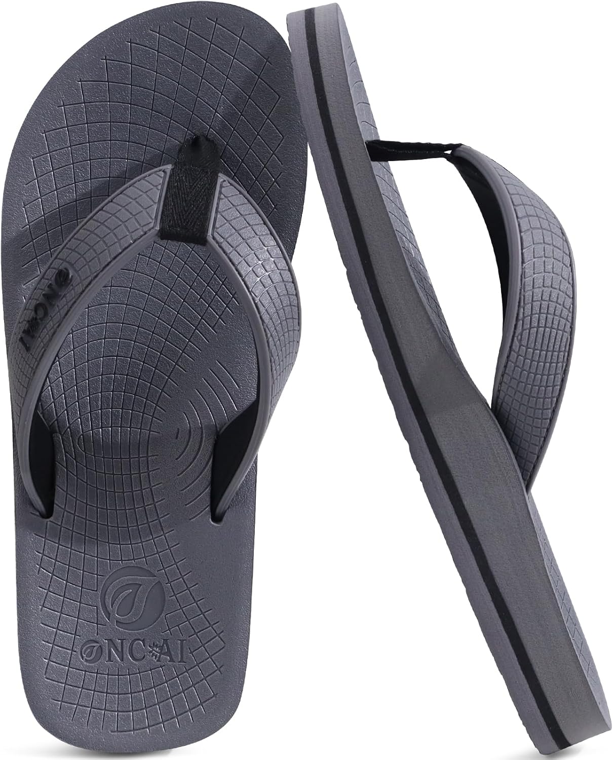 

Мужские резиновые шлепанцы ONCAI, модные летние пляжные и для бассейна, сандалии для душа с ковриком для йоги, нескользящей подошвой и амортизирующей подошвой для улицы, темно-серый