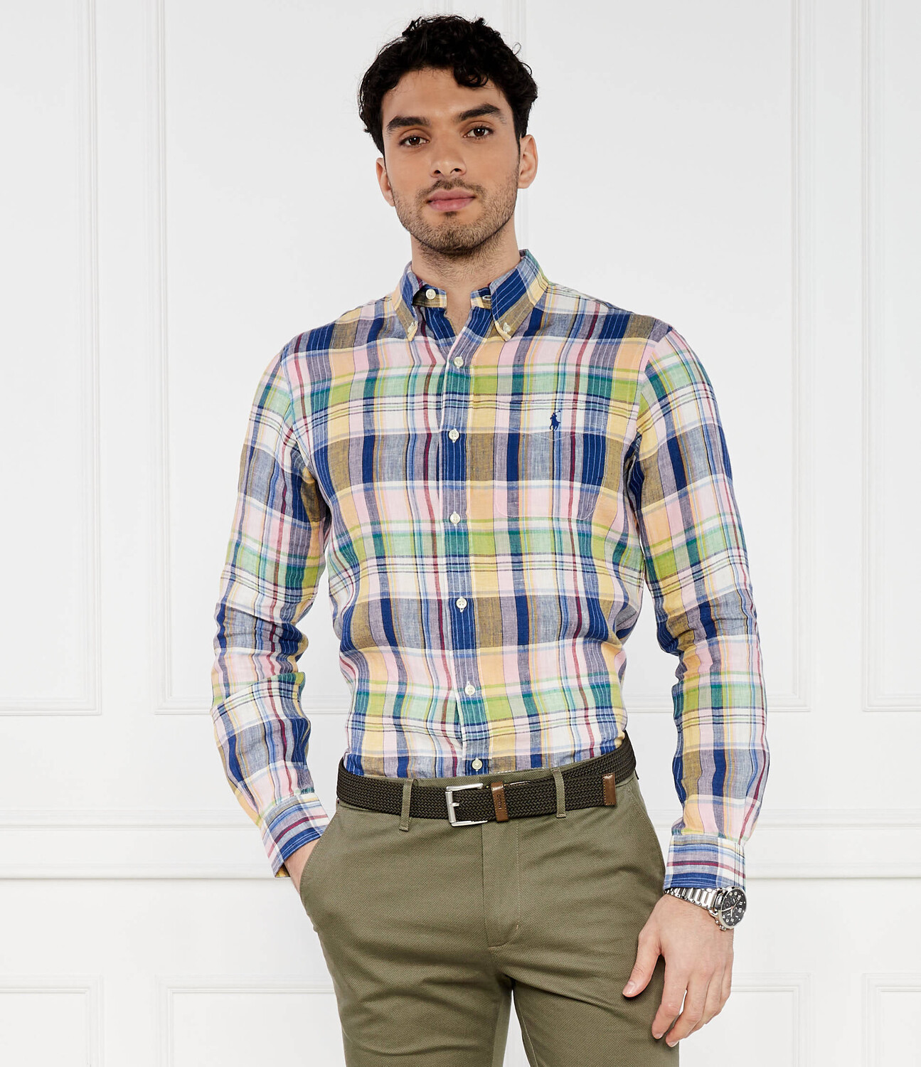 Льняная рубашка POLO RALPH LAUREN Custom fit, разноцветный — фото 3