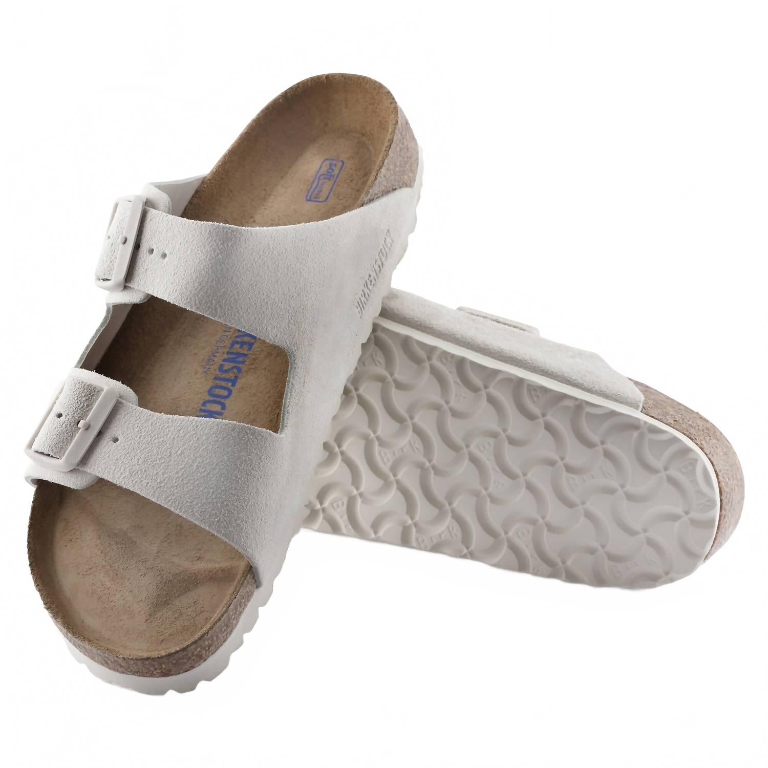 

Мужские сандалии Arizona Soft Footbed из замши и кожи в винтажном белом цвете Birkenstock