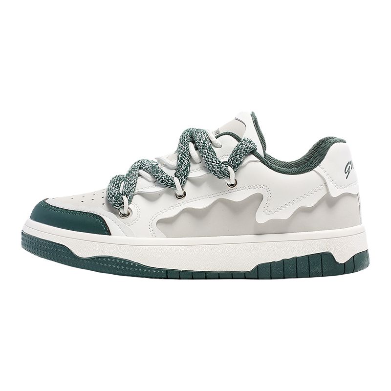 

BAGE Износостойкие низкие скейтерские кроссовки унисекс бело-зеленые, цвет White Green