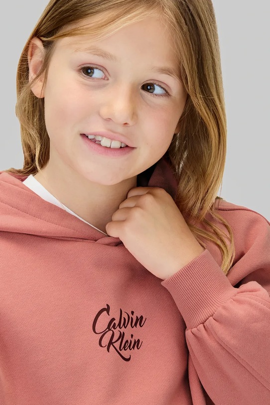 Детская хлопковая толстовка Calvin Klein Jeans, розовый — фото 3