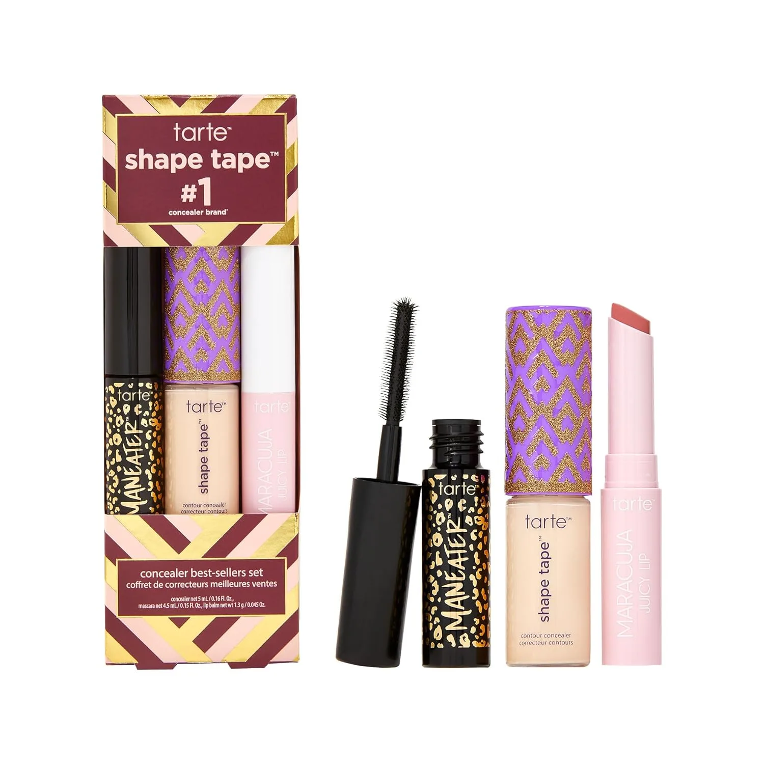 Набор бестселлеров Tarte Shape Tape - консилер Shape Tape, увлажняющий блеск для губ и тушь для ресниц, придающая объем, стойкость и длину. Не тестируется на животных., 12N fair neutral & rose