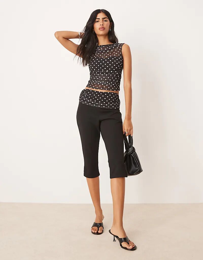 

Брюки-капри ASOS DESIGN в черный горошек с сетчатой отделкой