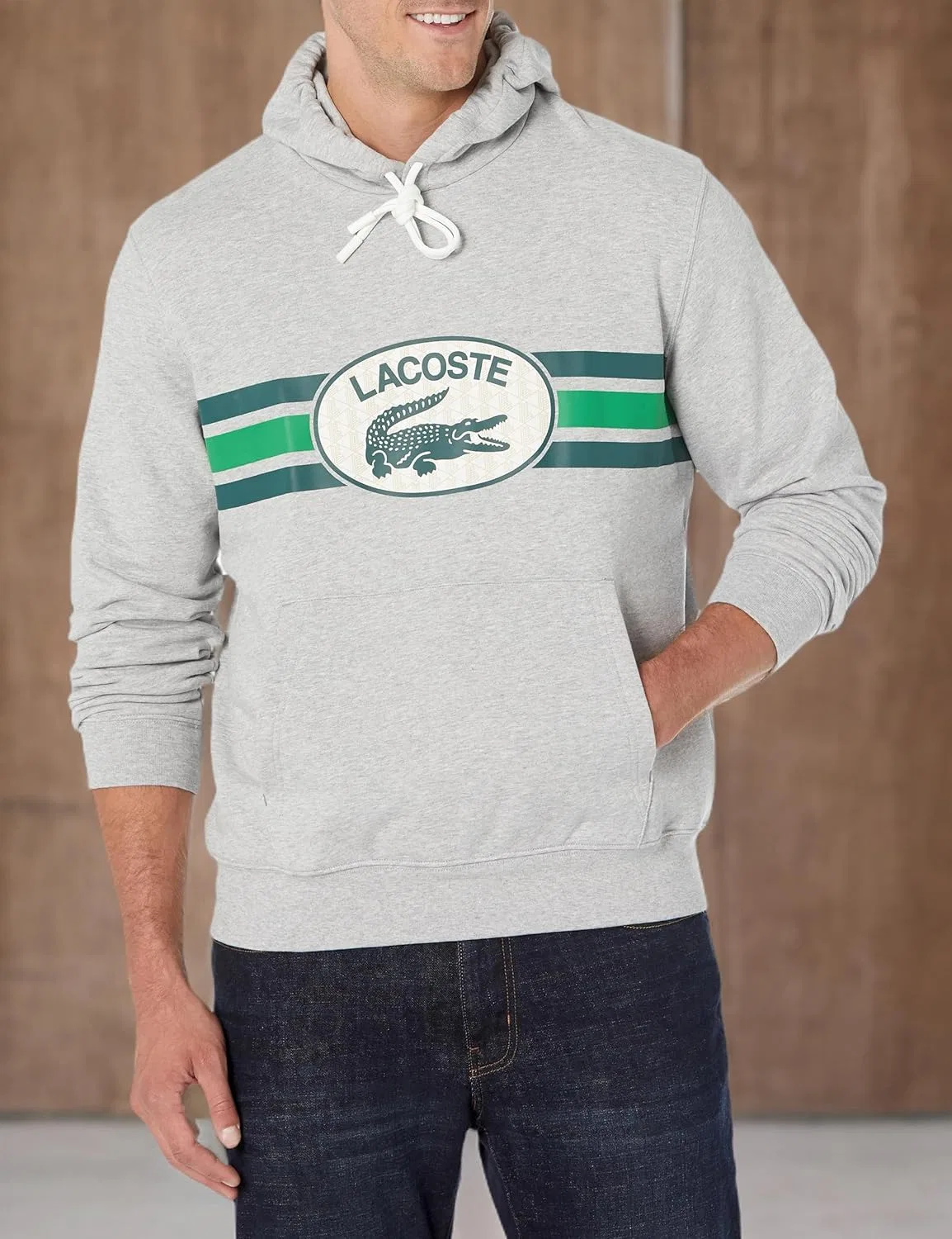 Мужская толстовка Lacoste свободного кроя с монограммой, Silver Chine — фото 3
