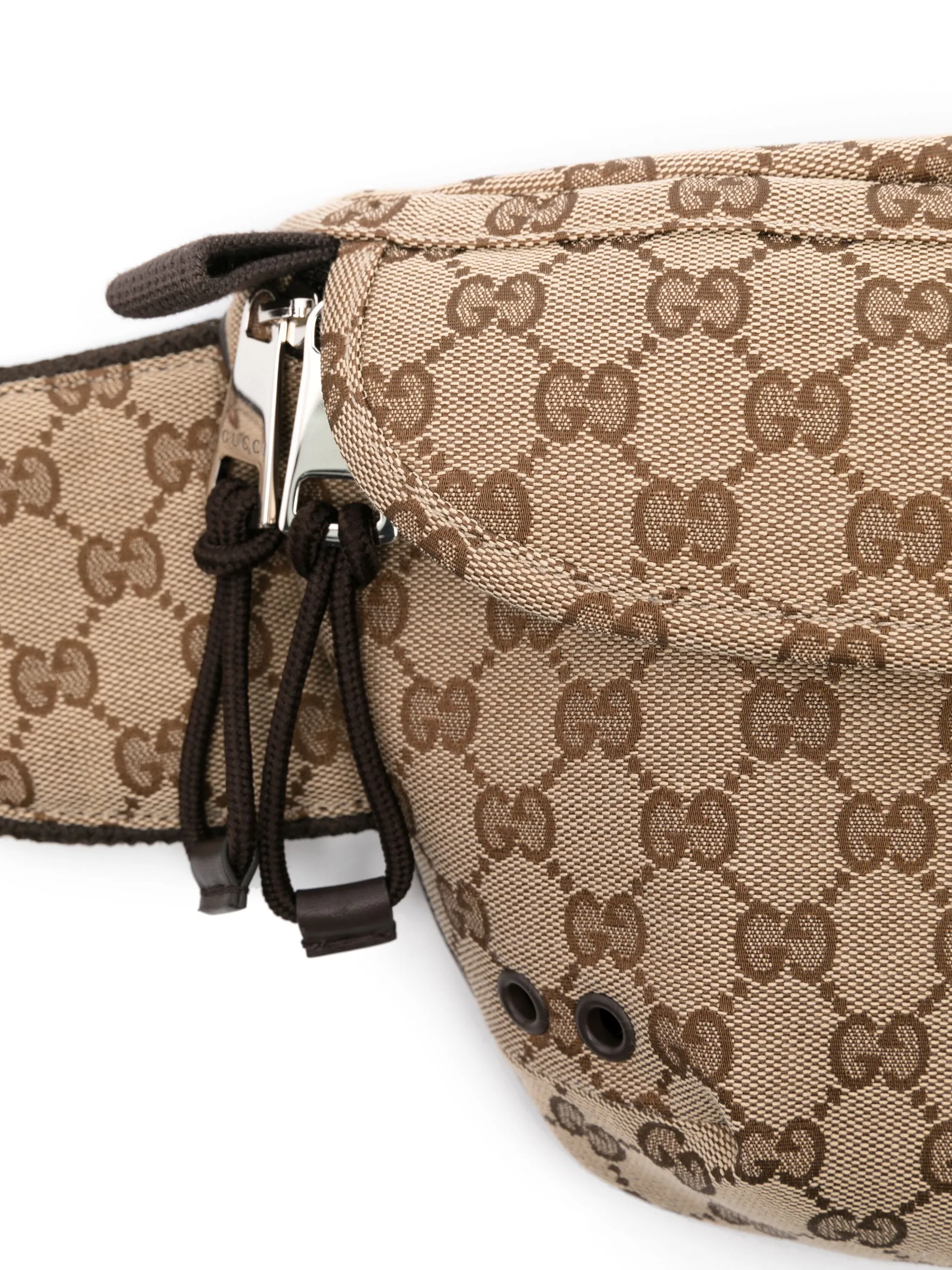 Маленькая поясная сумка с логотипом GG Gucci, бежево-коричневый — фото 4