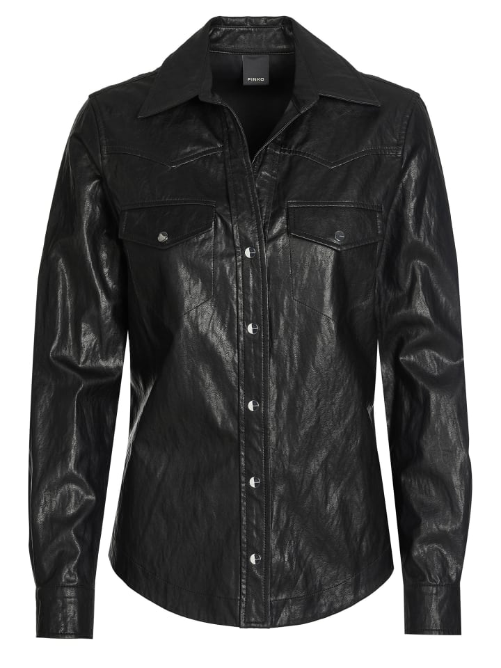 

Pinko Женская куртка из искусственной кожи черного цвета