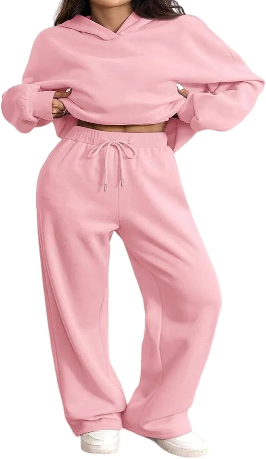 Женский спортивный костюм 2 предмета, худи, свободные широкие штаны, Pink