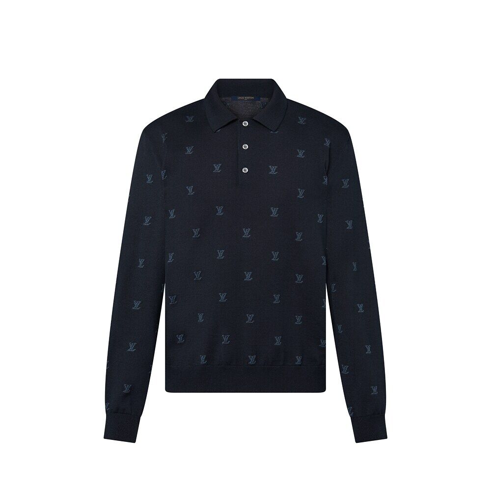 

Поло LV Blason с длинным рукавом из смеси шерсти, шелка и кашемира Louis Vuitton, синий
