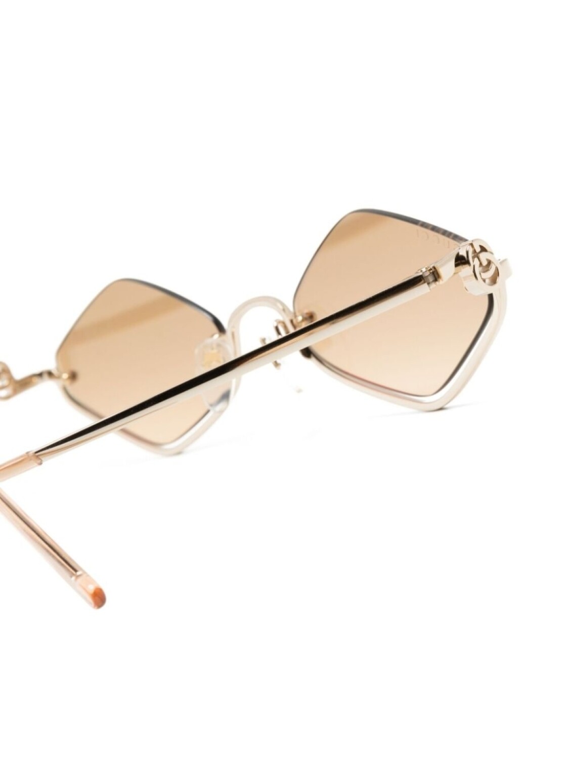 Gucci Eyewear солнцезащитные очки в полуободковой оправе, золотистый — фото 3