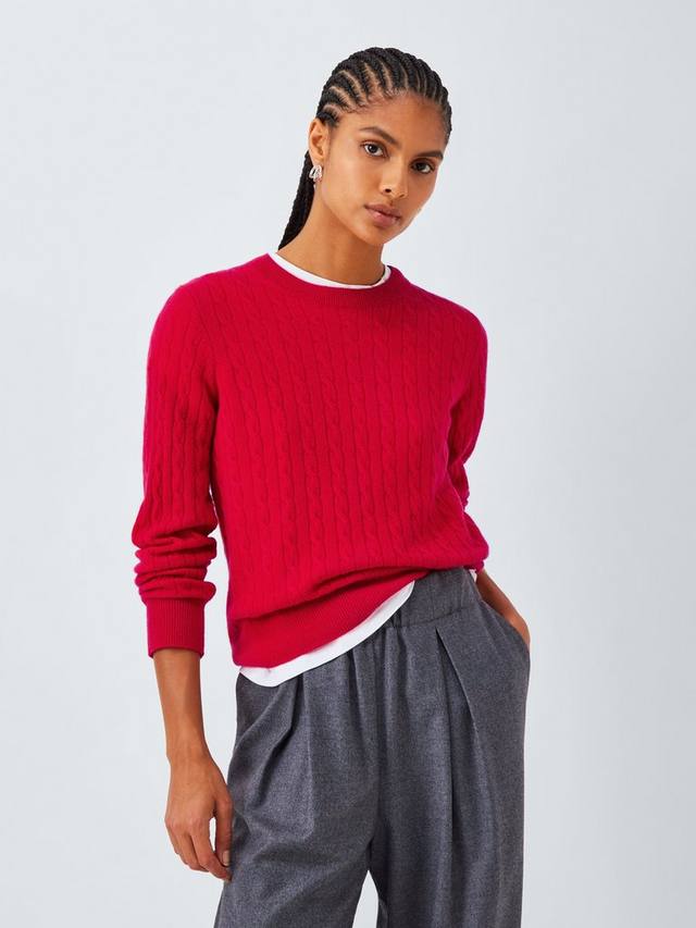 

Кашемировый джемпер с косой вязкой John Lewis, Red