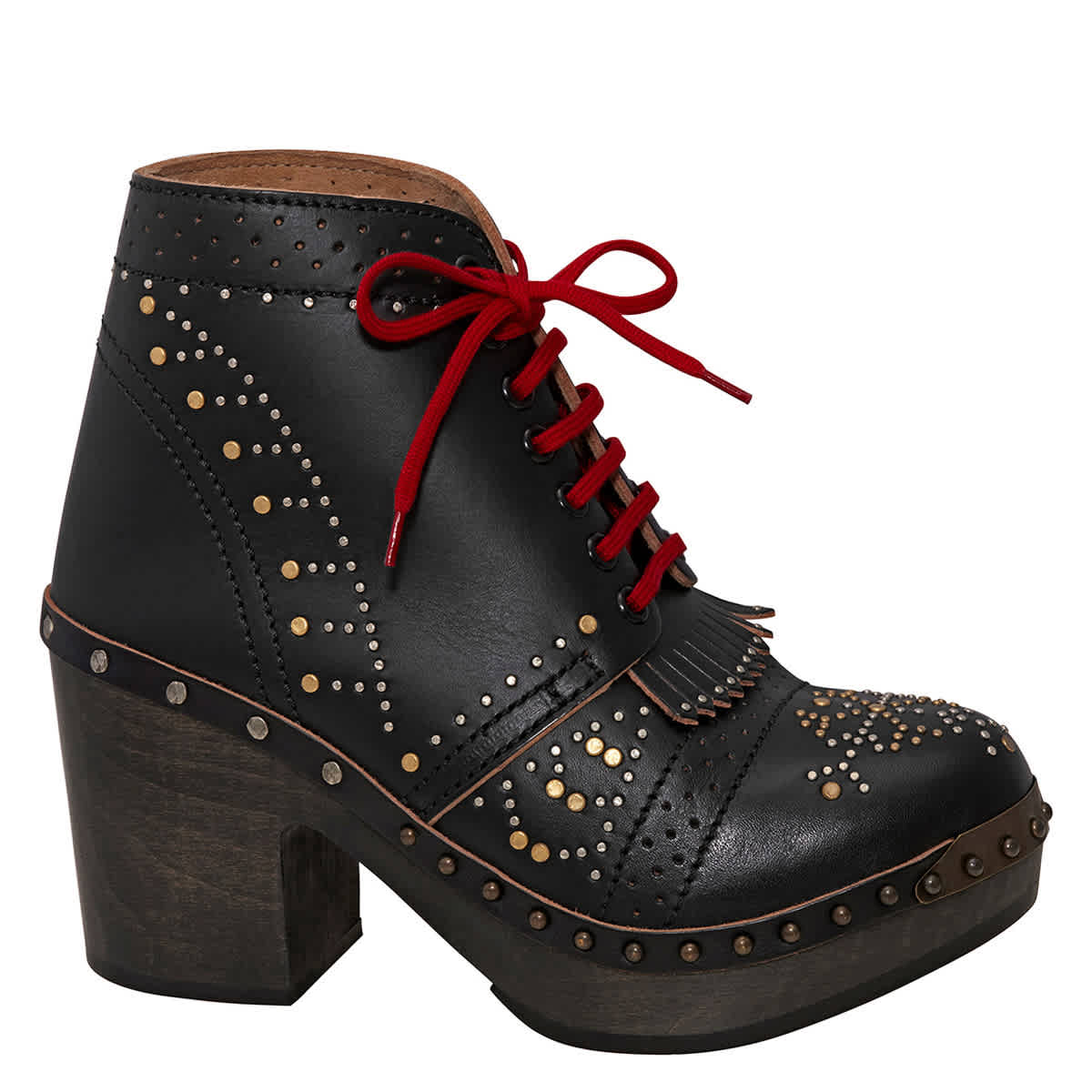 Burberry Riveted Antrim Кожаные Блок-каблук Сабо Ботинки, черный