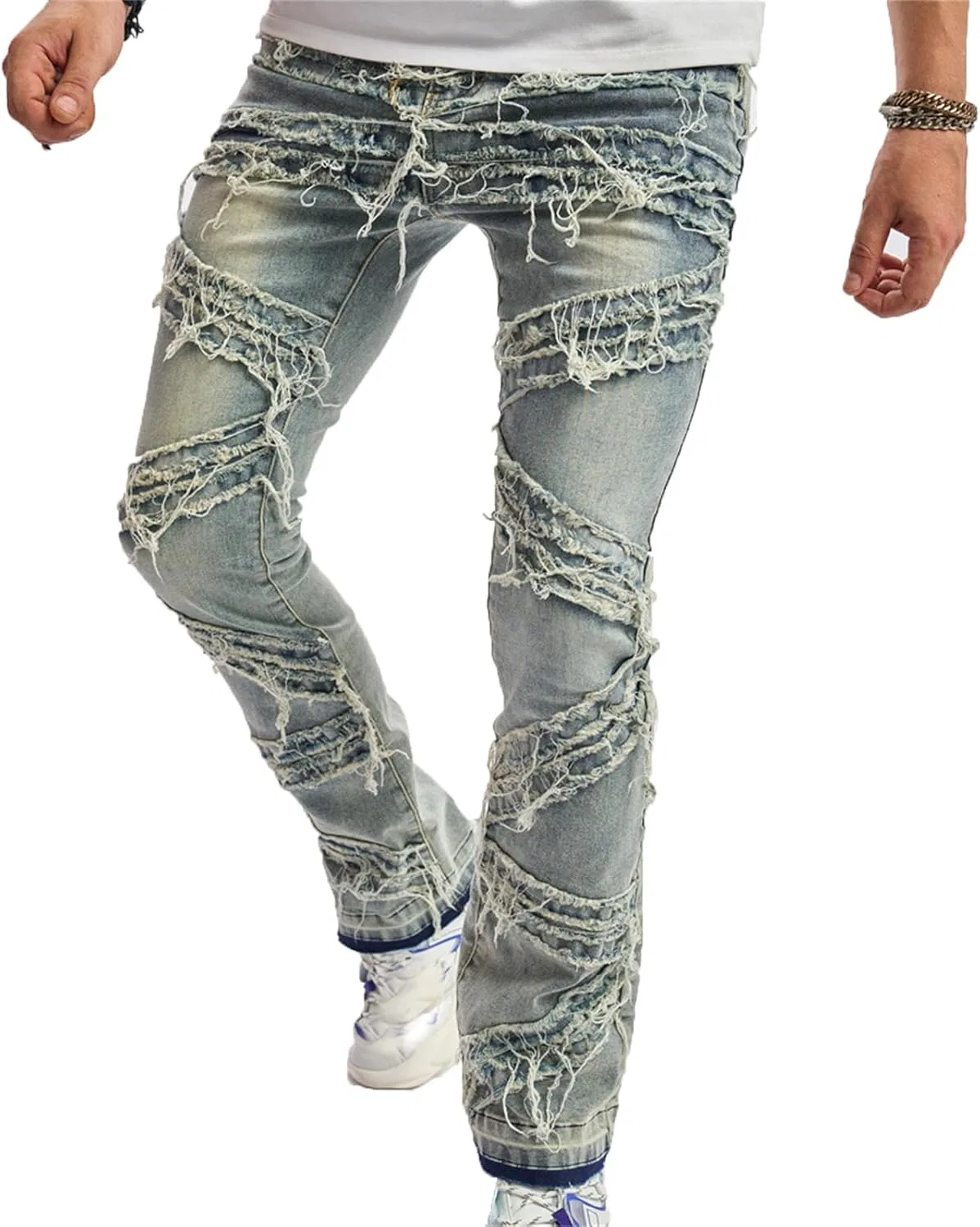 Джинсы рваные, Regular Fit, джинсы, 2