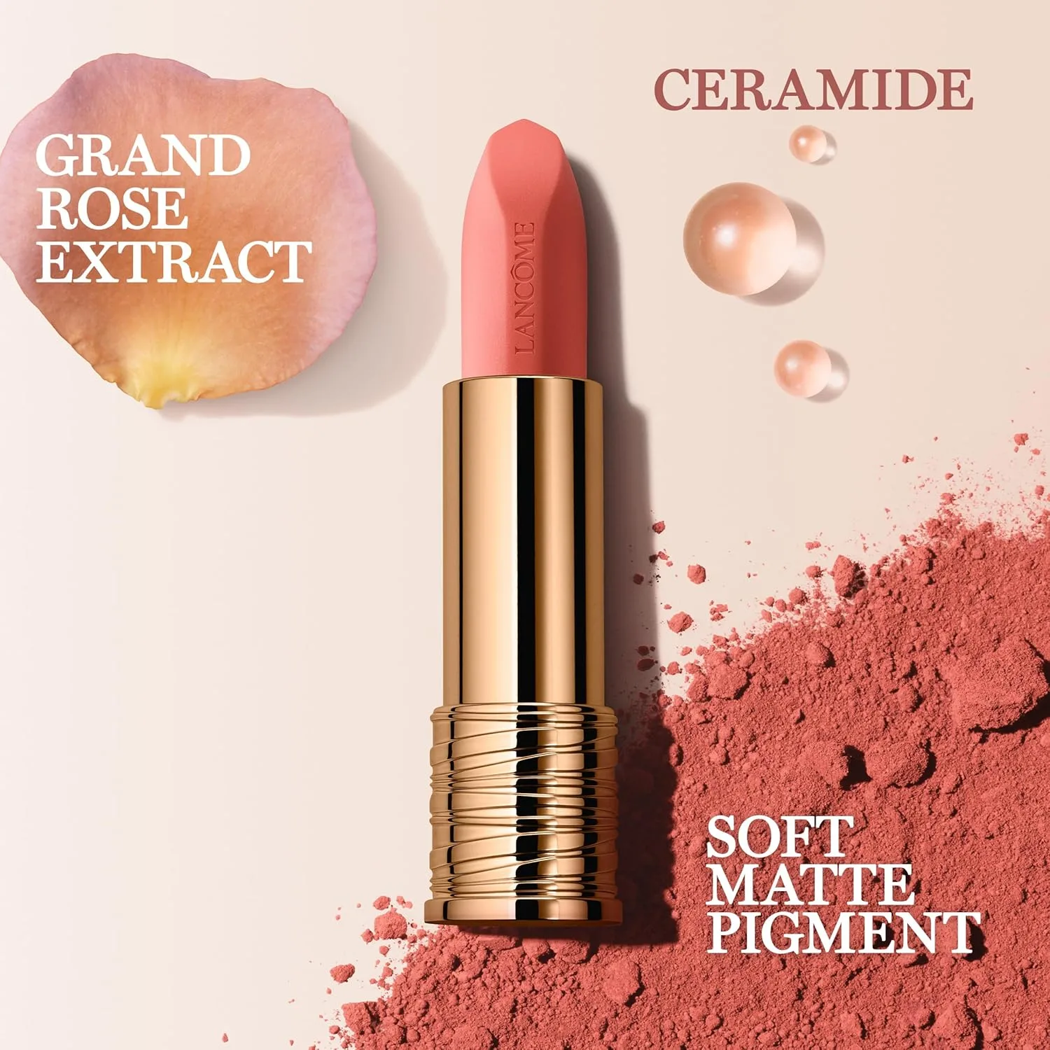 Увлажняющая матовая помада Lancôme L'Absolu Rouge Intimatte - легкая, легко наслаиваемая формула с мягким матовым финишем - комфорт до 24 часов., 111 All Lens on Me: Neutral rosy beige — фото 3