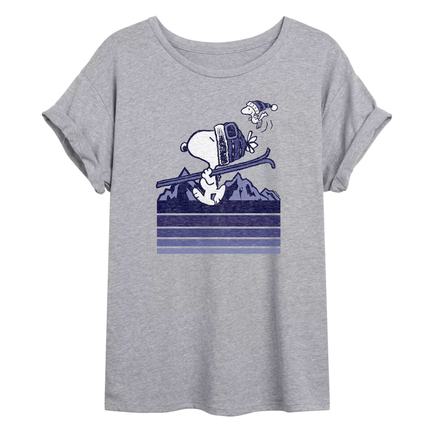 

Большая футболка с полосками для юниоров Peanuts Snoopy & Woodstock Ski Stripes Licensed Character