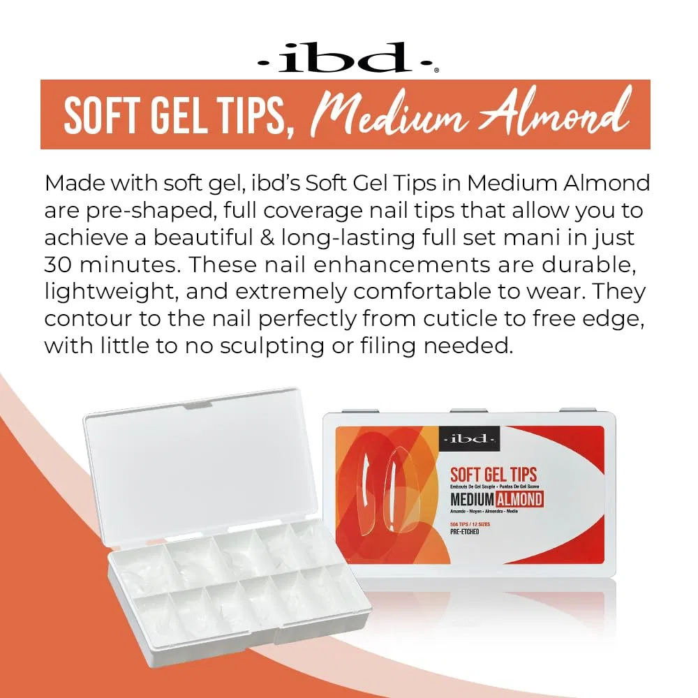 Прозрачные типсы для наращивания ногтей IBD Soft Gel Tips Medium Almond Ibd — фото 2