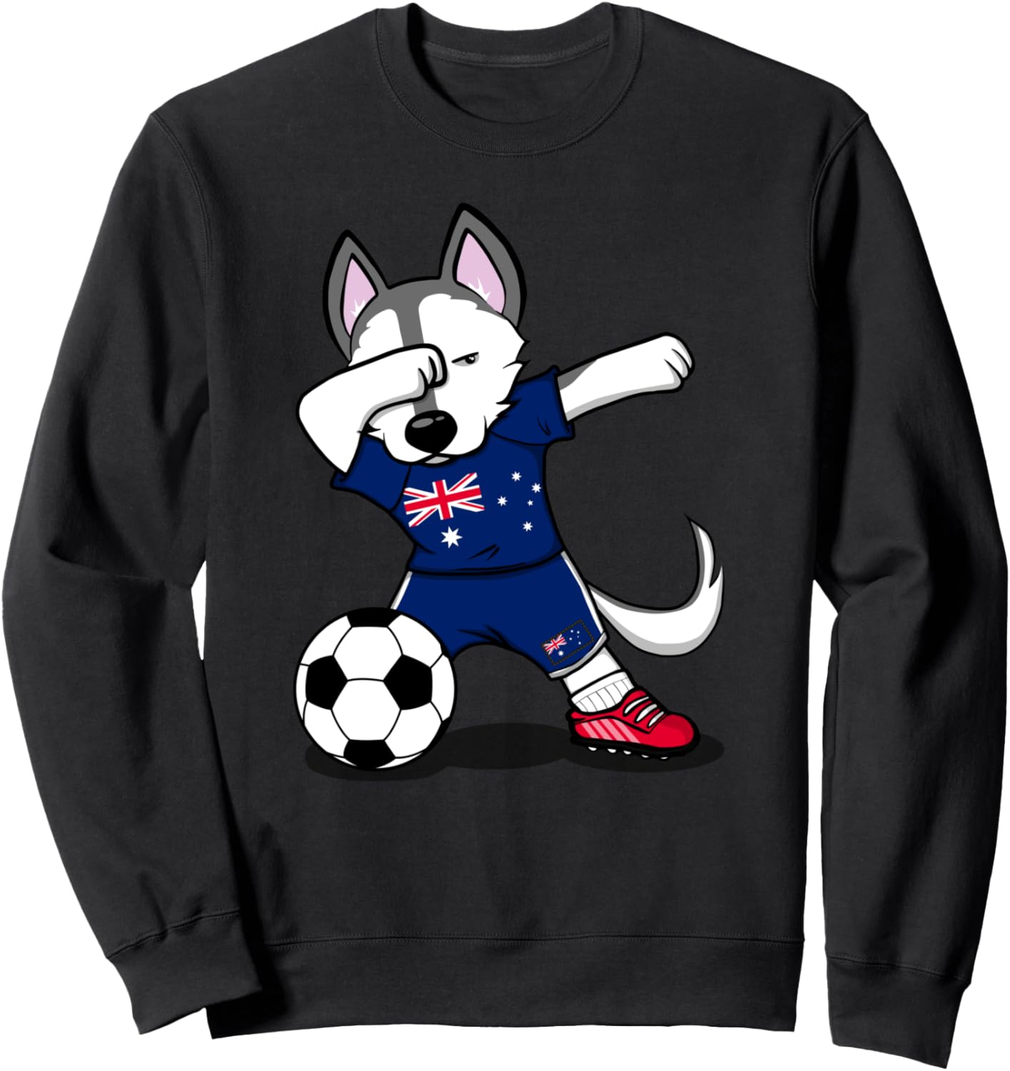 

Забавная собачка хаски, делающая «дэб», милая собака хаски, австралийский футбол, австралийский флаг, спортивная толстовка Teeisle Australia Football, черный