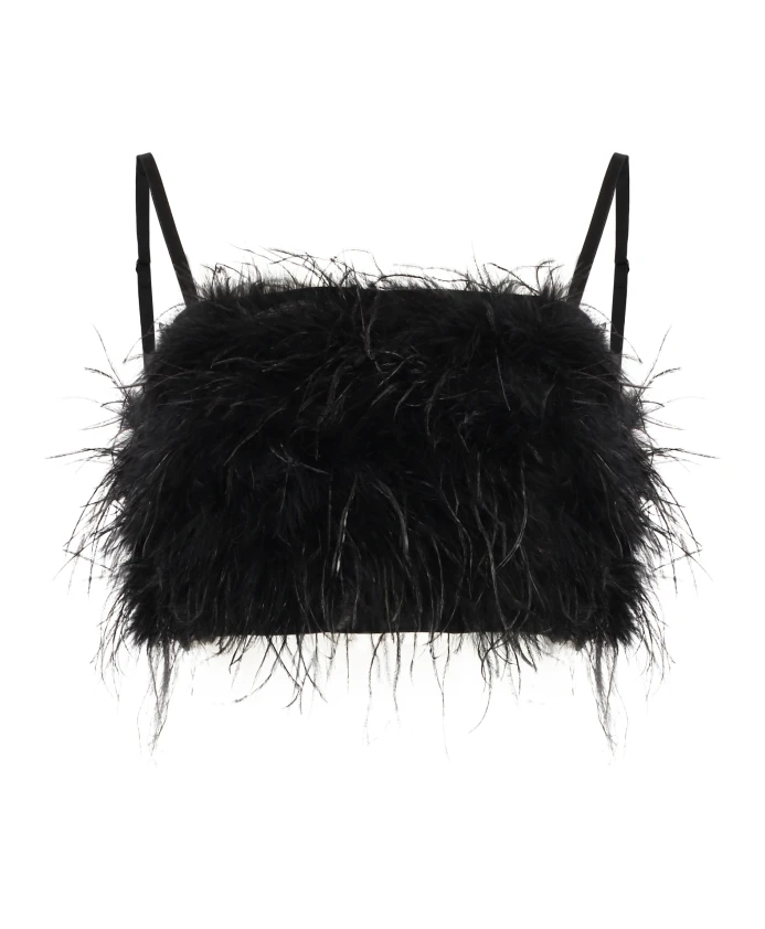 

Топ Salagiochi с перьевыми деталями Pinko, черный