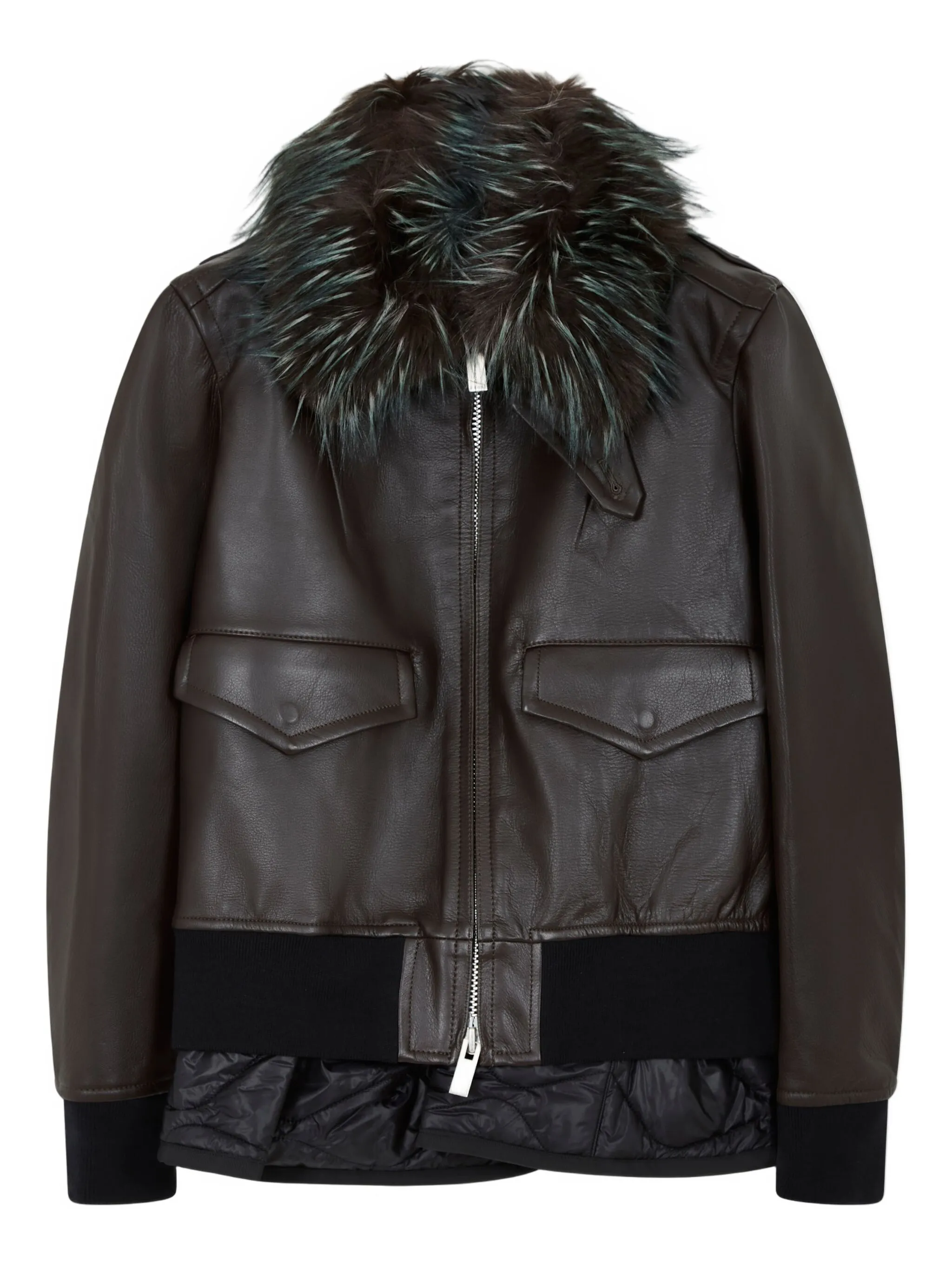 

Куртка с воротником из искусственного меха Sacai, коричневый