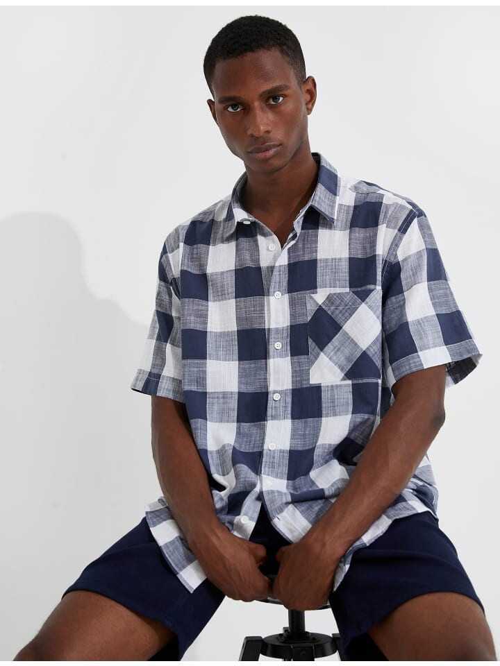 

Футболка KOTON Shirt, цвет Marineblau Karomuster