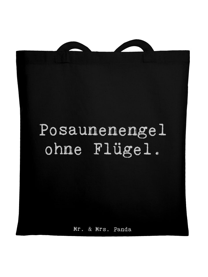 

Mr. & Mrs. Panda Джутовая сумка с надписью «Ангел-тромбон» черного цвета