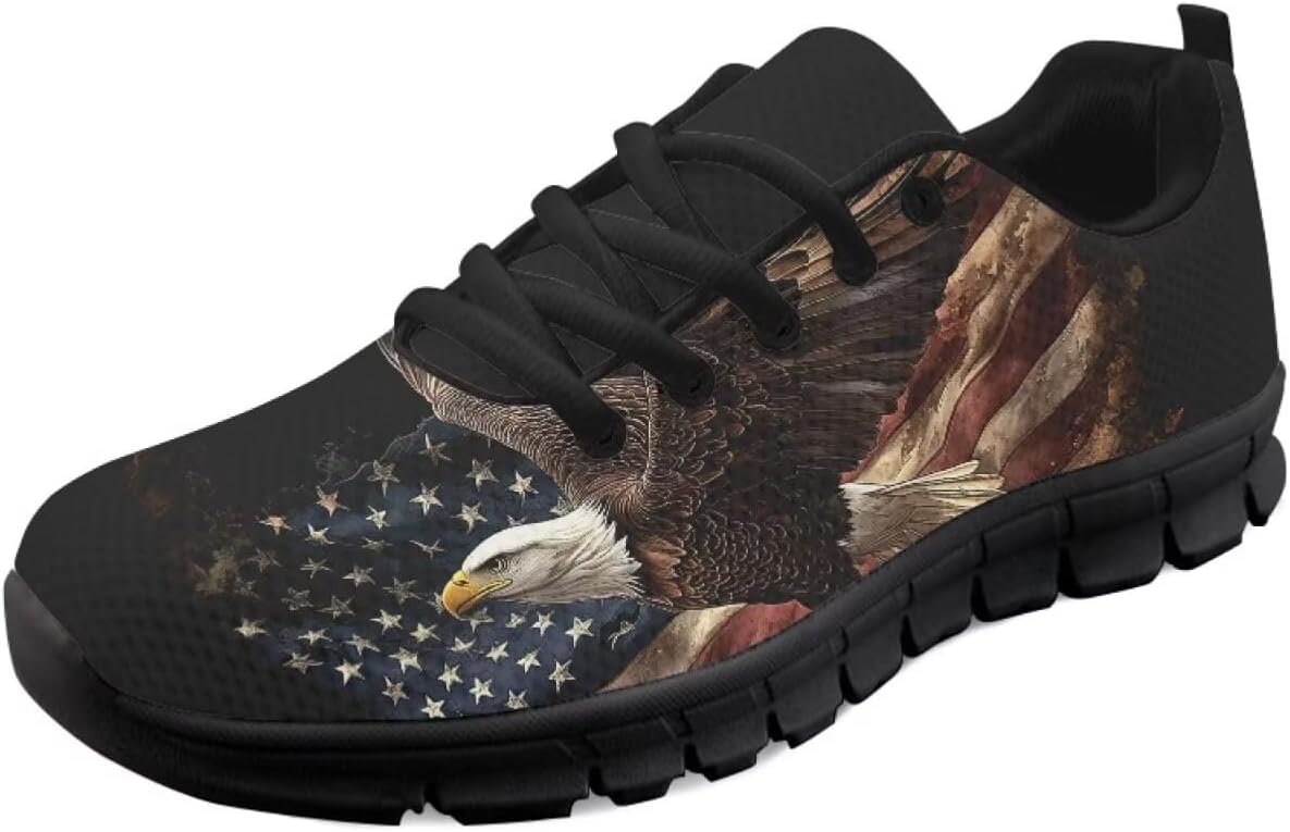 

Мужские и женские кроссовки для бега по дороге, тенниса, ходьбы, с шнуровкой, для тренировок, спорта и походов, легкие Getelinseng, Bold Eagle American Flag