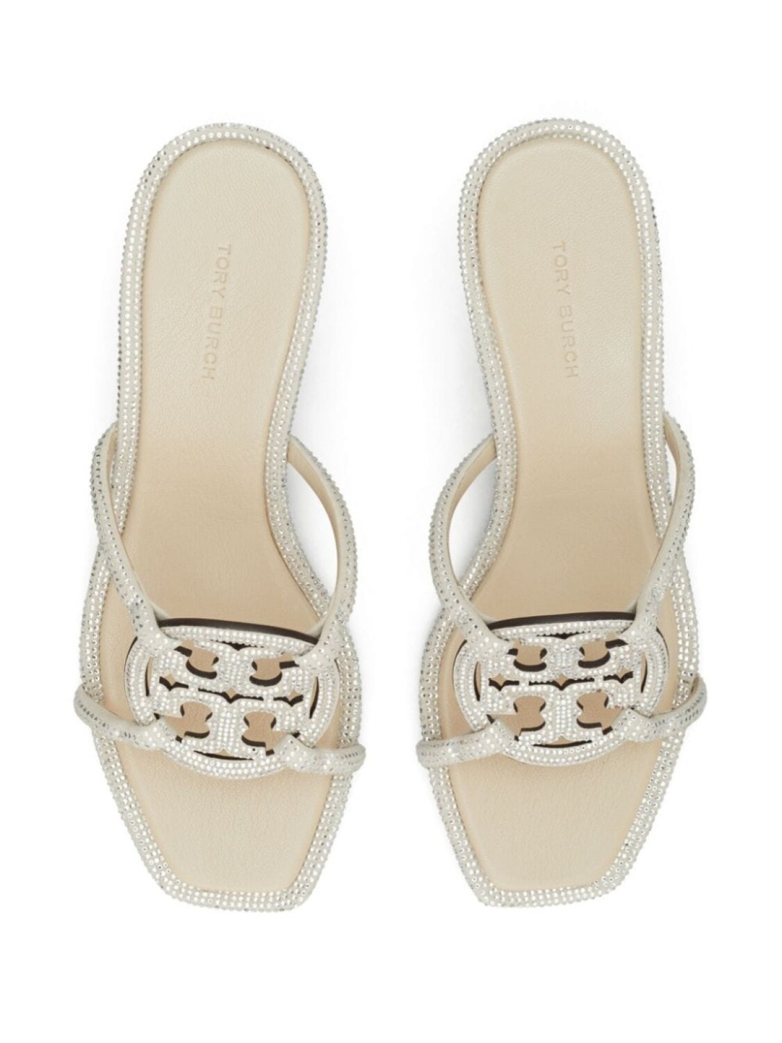Tory Burch босоножки Miller 55 на каблуке-рюмке, нейтральный цвет — фото 4