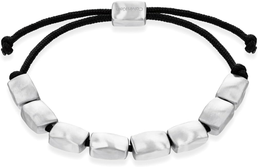 

Браслет Calvin Klein Metallic Waves для мужчин - нержавеющая сталь и плетеный нейлоновый шнур - регулируемая застежка-затяжка - модный ювелирный аксессуар премиум-класса - подарок для него, Silver-Brown