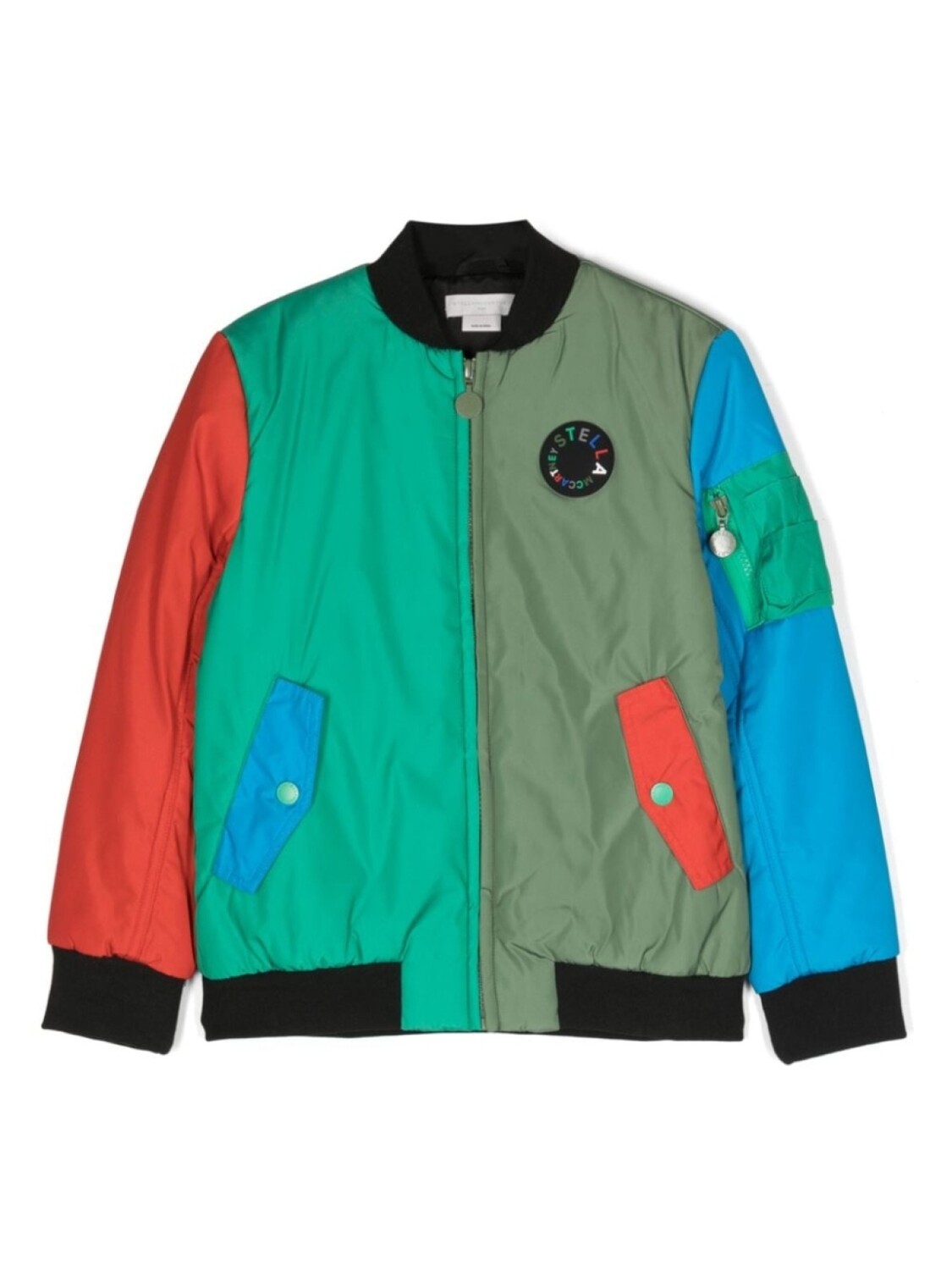 

Stella McCartney Kids бомбер в стиле колор-блок с нашивкой-логотипом, зеленый