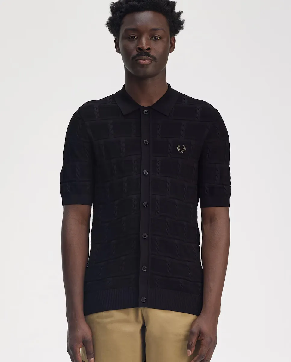 

Мужской свитер поло на пуговицах Fred Perry, чёрный